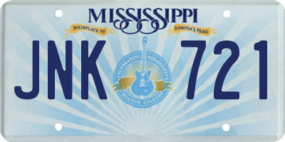 MS license plate JNK721