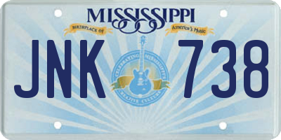 MS license plate JNK738