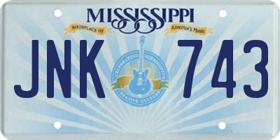 MS license plate JNK743