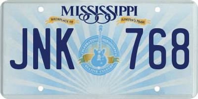 MS license plate JNK768