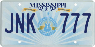 MS license plate JNK777