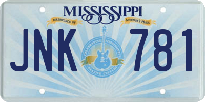 MS license plate JNK781