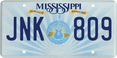 MS license plate JNK809