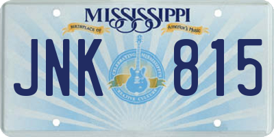 MS license plate JNK815