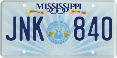 MS license plate JNK840
