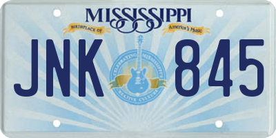 MS license plate JNK845