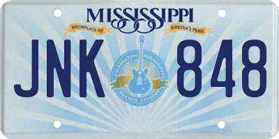 MS license plate JNK848