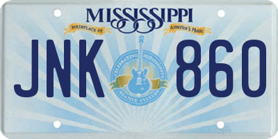 MS license plate JNK860