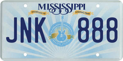 MS license plate JNK888