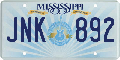 MS license plate JNK892