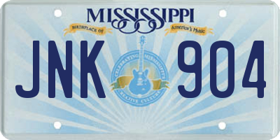 MS license plate JNK904