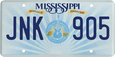 MS license plate JNK905