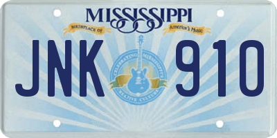 MS license plate JNK910