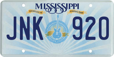MS license plate JNK920