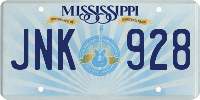 MS license plate JNK928