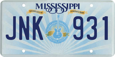 MS license plate JNK931