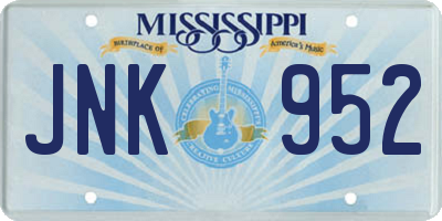 MS license plate JNK952