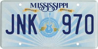MS license plate JNK970