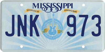 MS license plate JNK973