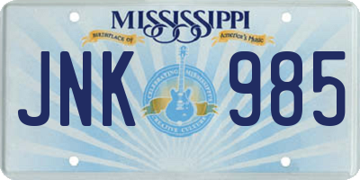 MS license plate JNK985