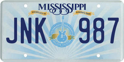 MS license plate JNK987