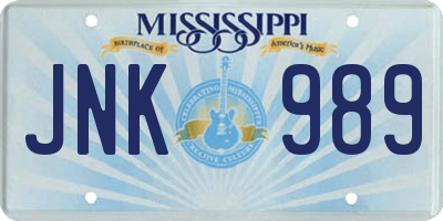 MS license plate JNK989