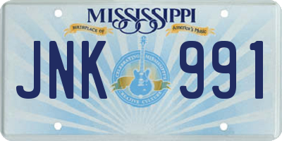 MS license plate JNK991