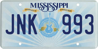 MS license plate JNK993