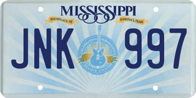 MS license plate JNK997