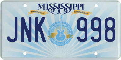 MS license plate JNK998