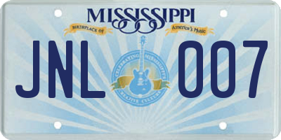 MS license plate JNL007