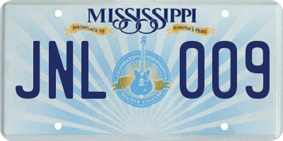 MS license plate JNL009