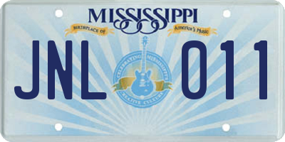 MS license plate JNL011