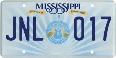 MS license plate JNL017