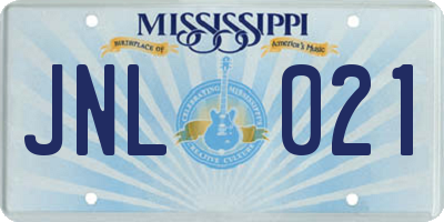 MS license plate JNL021