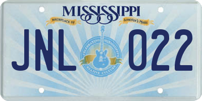 MS license plate JNL022