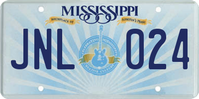 MS license plate JNL024
