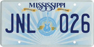 MS license plate JNL026