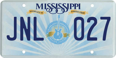 MS license plate JNL027