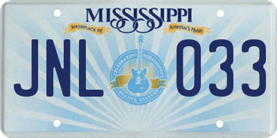 MS license plate JNL033