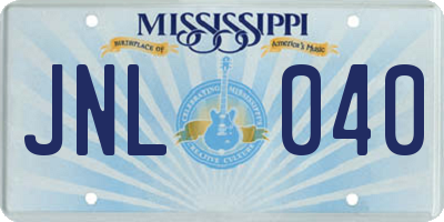 MS license plate JNL040