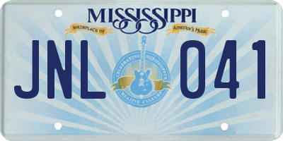 MS license plate JNL041