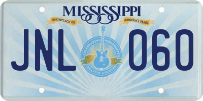 MS license plate JNL060