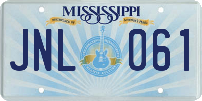 MS license plate JNL061