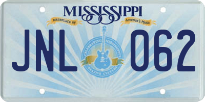 MS license plate JNL062