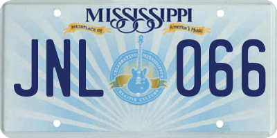 MS license plate JNL066