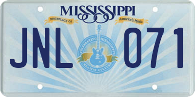 MS license plate JNL071