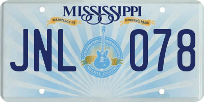 MS license plate JNL078