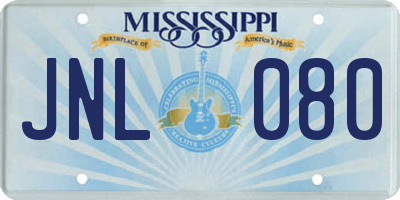 MS license plate JNL080