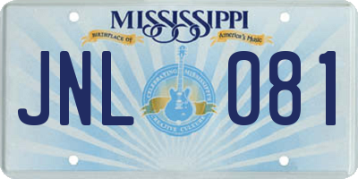 MS license plate JNL081